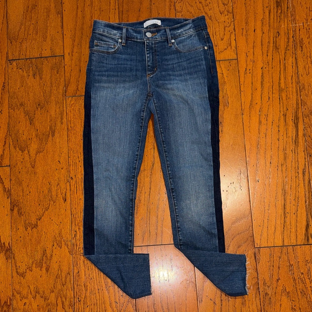 So cute! Never worn! Loft, sz. 26, modern skinny; stripe down the sides